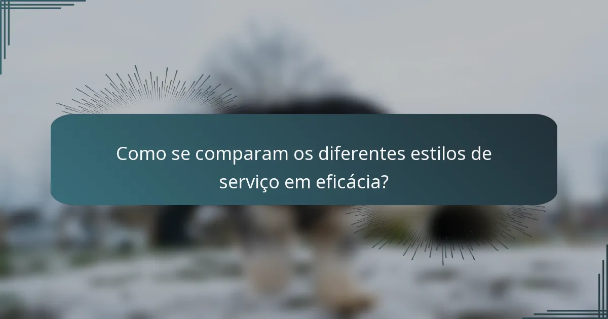 Como se comparam os diferentes estilos de serviço em eficácia?