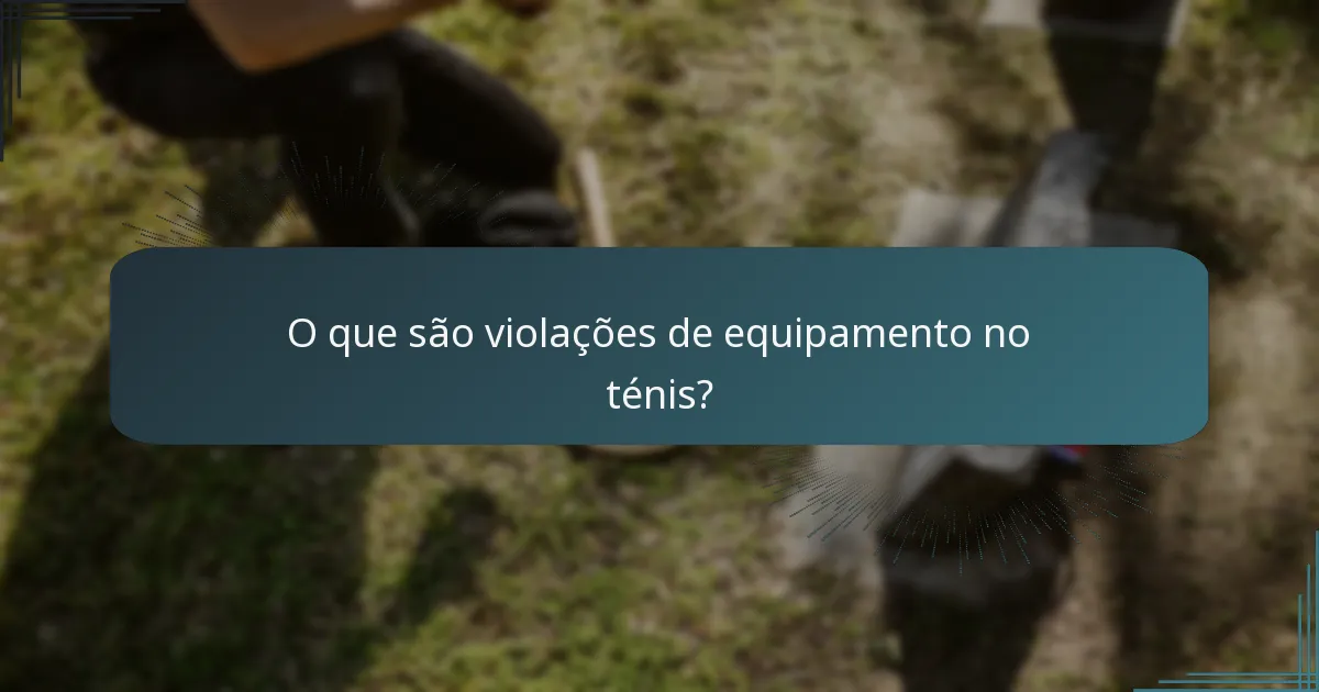 O que são violações de equipamento no ténis?
