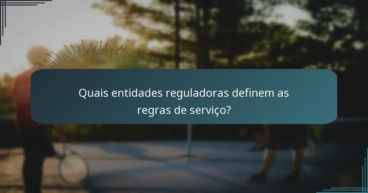 Quais entidades reguladoras definem as regras de serviço?